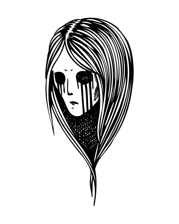 Vintage ghost woman portrait. Gothic tattoo design. Halloween hand-drawn vector illustration. Witch drawing. NOT AI generated
